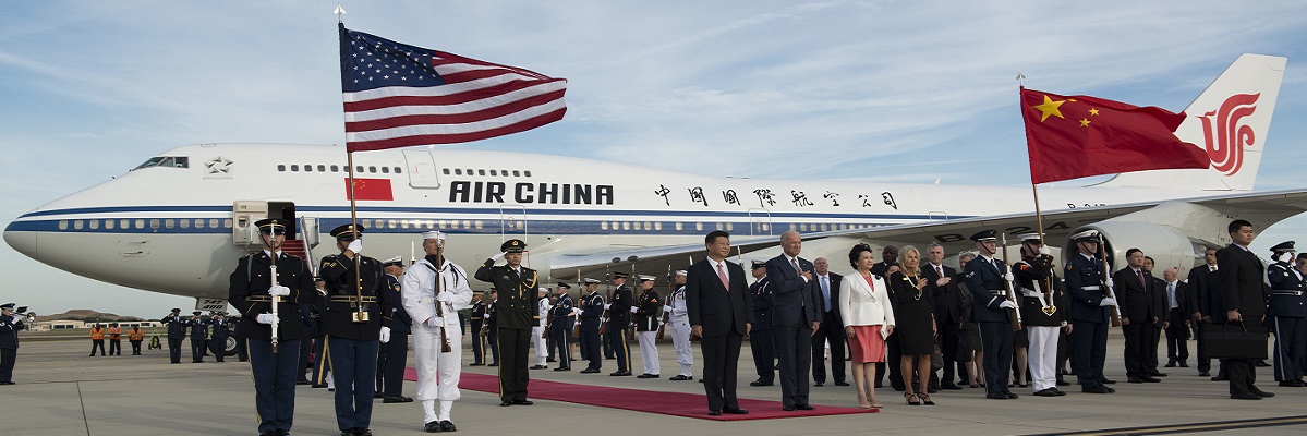 Joe Biden at the airport in China with President Xi Jinping